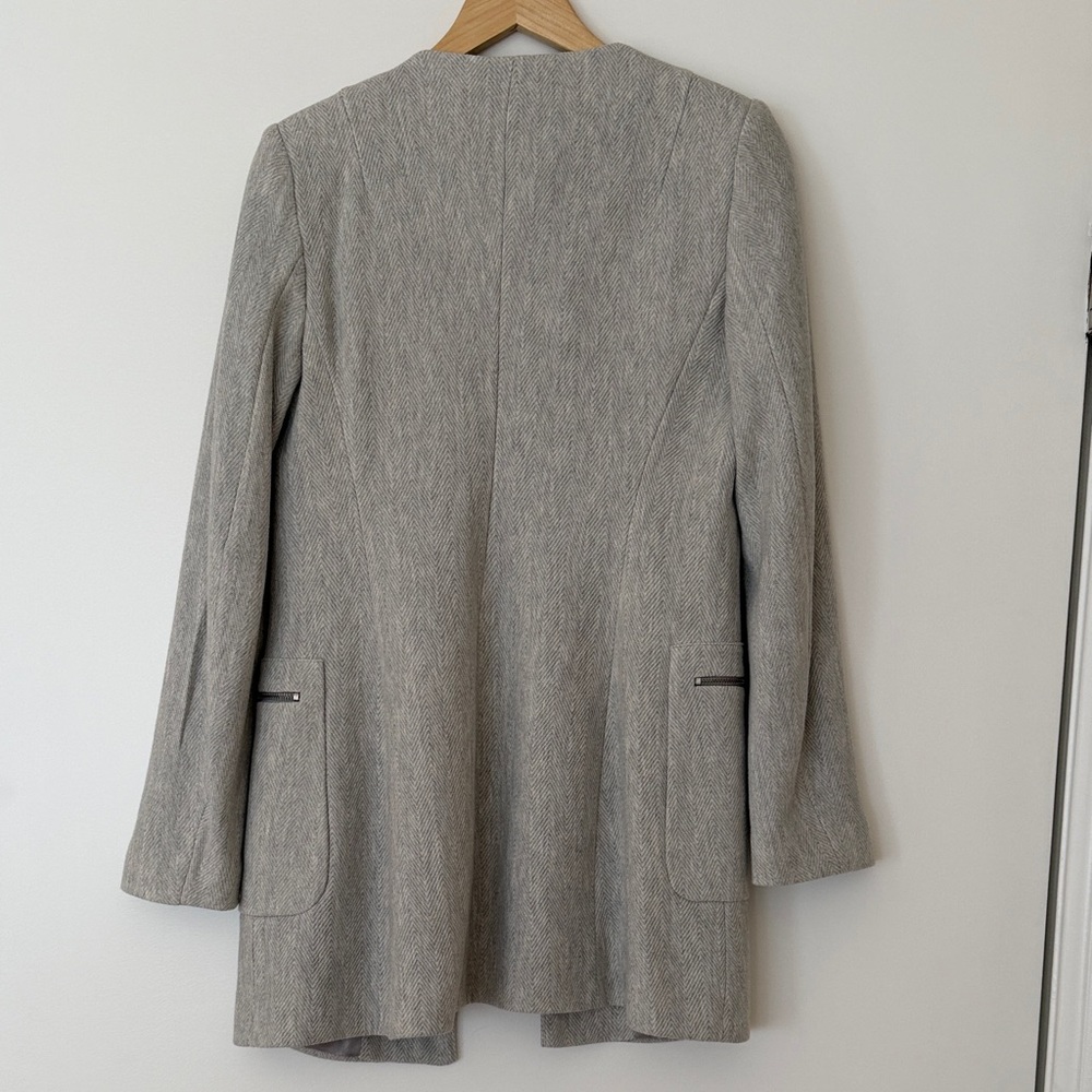 Zara Light Gray Women's Coat Collarless Size Medium - Picture 3 of 5